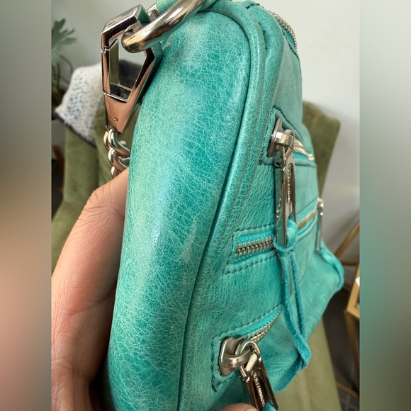 Rebecca Minkoff Mini 5 Zip Leather Crossbody Bag in Teal - Picture 2 of 6